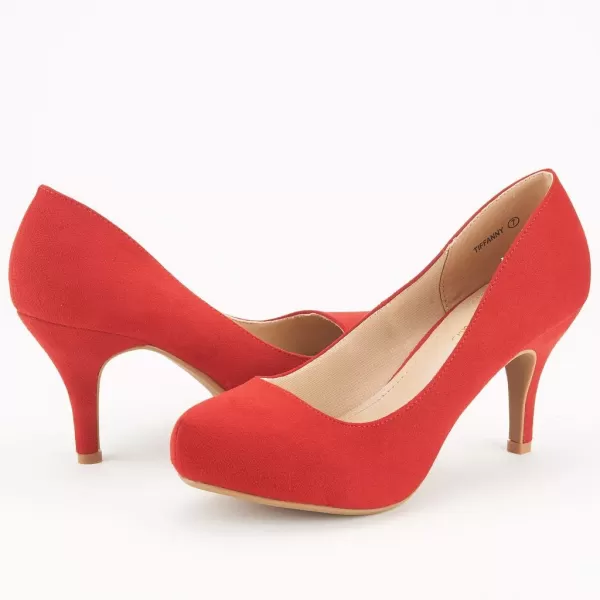 imageDREAM PAIRS Tiffany Womens New Classic Elegant Versatile Low Stiletto Heel Dress Platform Pumps ShoesRed