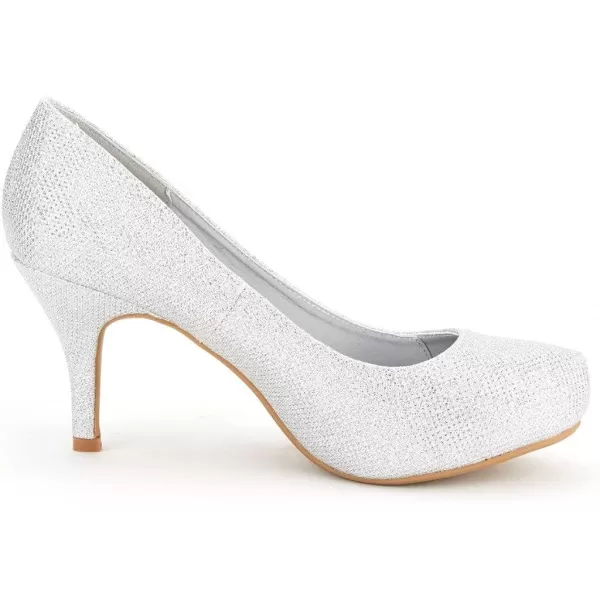 imageDREAM PAIRS Tiffany Womens New Classic Elegant Versatile Low Stiletto Heel Dress Platform Pumps ShoesSilver