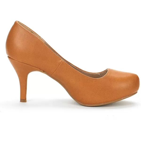 imageDREAM PAIRS Tiffany Womens New Classic Elegant Versatile Low Stiletto Heel Dress Platform Pumps ShoesTan Pu