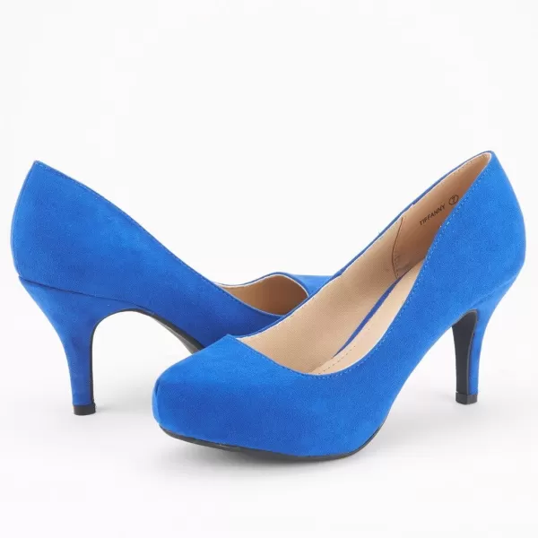 imageDREAM PAIRS Tiffany Womens New Classic Elegant Versatile Low Stiletto Heel Dress Platform Pumps ShoesTiffannyroyalblue