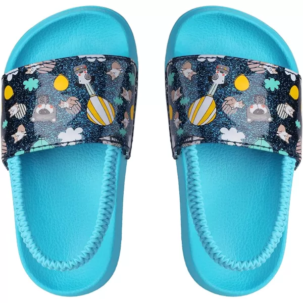 imageDREAM PAIRS Toddler Boys Girls Slip on Slide Sandals Kids Outdoor Summer Beach Water Shoes SlippersBlue