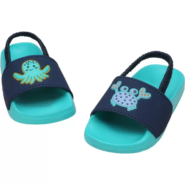 imageDREAM PAIRS Toddler Boys Girls Slip on Slide Sandals Kids Outdoor Summer Beach Water Shoes SlippersOceanGreen