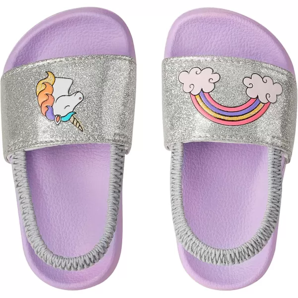 imageDREAM PAIRS Toddler Boys Girls Slip on Slide Sandals Kids Outdoor Summer Beach Water Shoes SlippersUnicornPowder
