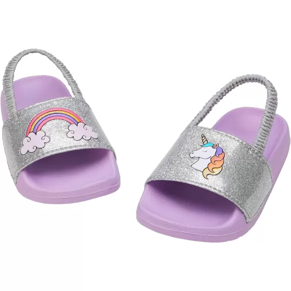imageDREAM PAIRS Toddler Boys Girls Slip on Slide Sandals Kids Outdoor Summer Beach Water Shoes SlippersUnicornPowder