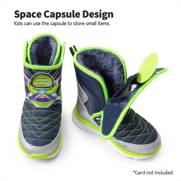 imageDREAM PAIRS Toddler Boys Girls Snow Boots Space Capsule Slot Hook and Loop Lightweight Faux Fur Lined Mid Calf Little Kids Winter ShoesNavyNeon Green