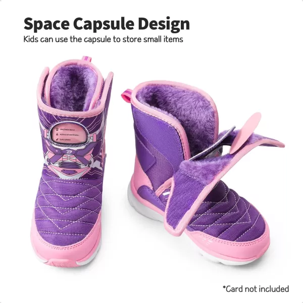 imageDREAM PAIRS Toddler Boys Girls Snow Boots Space Capsule Slot Hook and Loop Lightweight Faux Fur Lined Mid Calf Little Kids Winter ShoesPurplePink