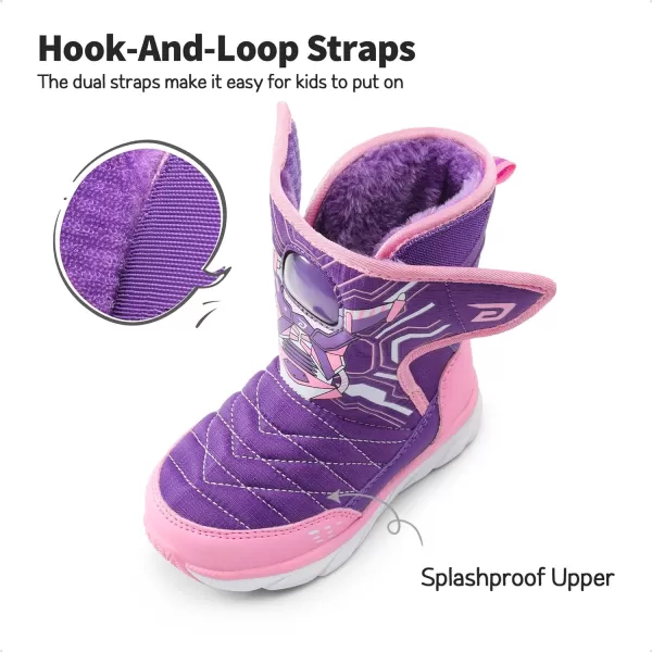 imageDREAM PAIRS Toddler Boys Girls Snow Boots Space Capsule Slot Hook and Loop Lightweight Faux Fur Lined Mid Calf Little Kids Winter ShoesPurplePink
