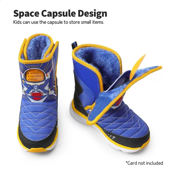 imageDREAM PAIRS Toddler Boys Girls Snow Boots Space Capsule Slot Hook and Loop Lightweight Faux Fur Lined Mid Calf Little Kids Winter ShoesRoyal BlueOrange