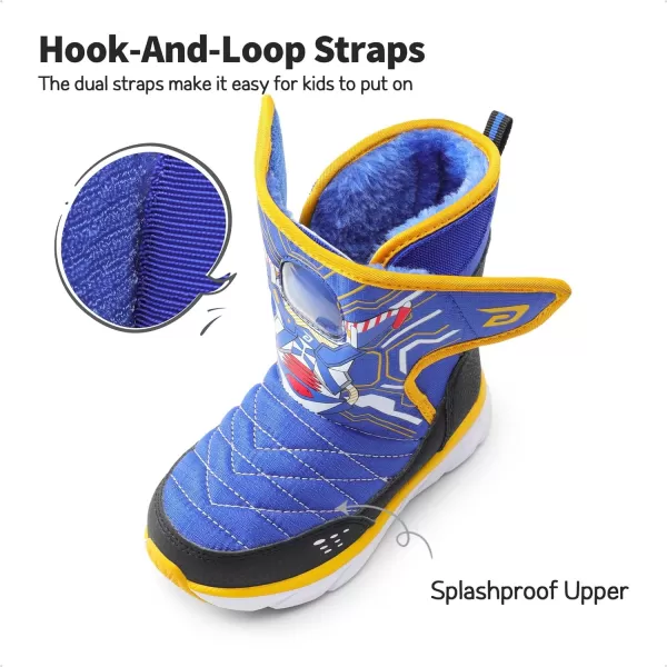 imageDREAM PAIRS Toddler Boys Girls Snow Boots Space Capsule Slot Hook and Loop Lightweight Faux Fur Lined Mid Calf Little Kids Winter ShoesRoyal BlueOrange