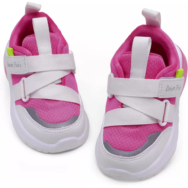 imageDREAM PAIRS Toddler Boys Girls Tennis Running Walking Shoes Kids Breathable Lightweight SneakersWhiteRoseRed