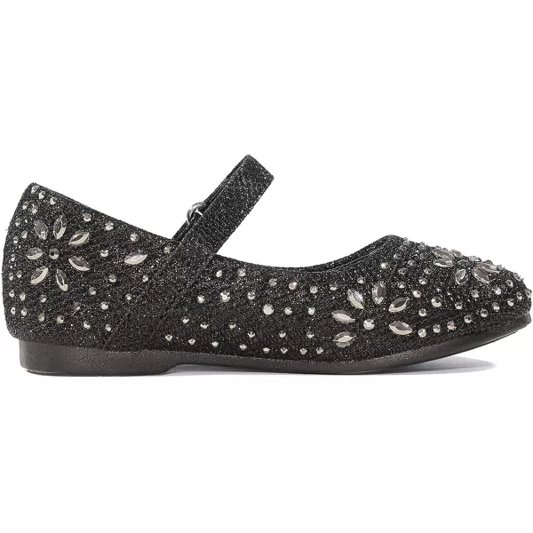 imageDREAM PAIRS Toddler Girls Dress Shoes Mary Jane Rhinestone Buckle Strap Ballerina FlatBlack