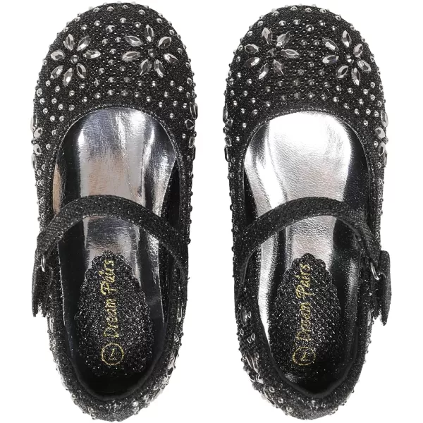 imageDREAM PAIRS Toddler Girls Dress Shoes Mary Jane Rhinestone Buckle Strap Ballerina FlatBlack