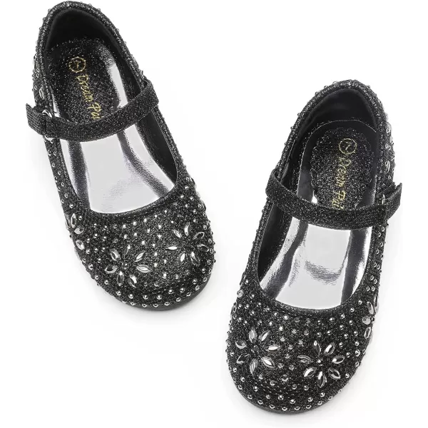 imageDREAM PAIRS Toddler Girls Dress Shoes Mary Jane Rhinestone Buckle Strap Ballerina FlatBlack
