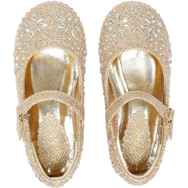 imageDREAM PAIRS Toddler Girls Dress Shoes Mary Jane Rhinestone Buckle Strap Ballerina FlatGold