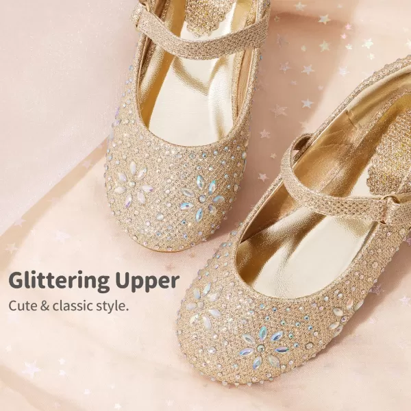 imageDREAM PAIRS Toddler Girls Dress Shoes Mary Jane Rhinestone Buckle Strap Ballerina FlatGold