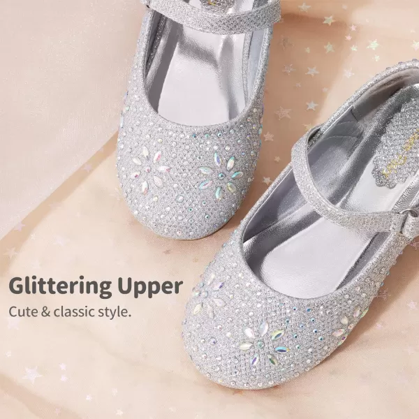imageDREAM PAIRS Toddler Girls Dress Shoes Mary Jane Rhinestone Buckle Strap Ballerina FlatSilver