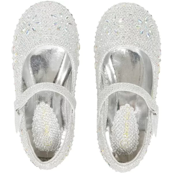 imageDREAM PAIRS Toddler Girls Dress Shoes Mary Jane Rhinestone Buckle Strap Ballerina FlatSilver