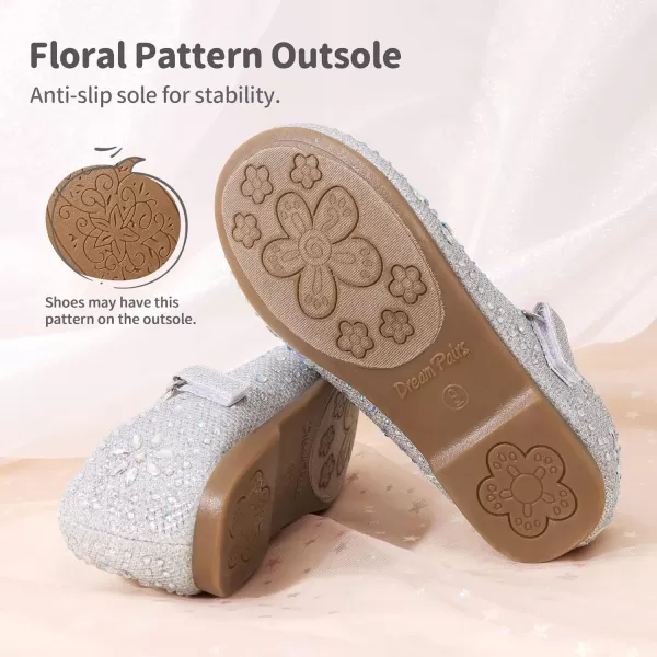imageDREAM PAIRS Toddler Girls Dress Shoes Mary Jane Rhinestone Buckle Strap Ballerina FlatSilver