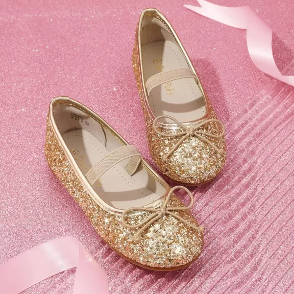 imageDREAM PAIRS Toddler Girls Dress Shoes Party Wedding Flower Girl Ballet FlatsGold