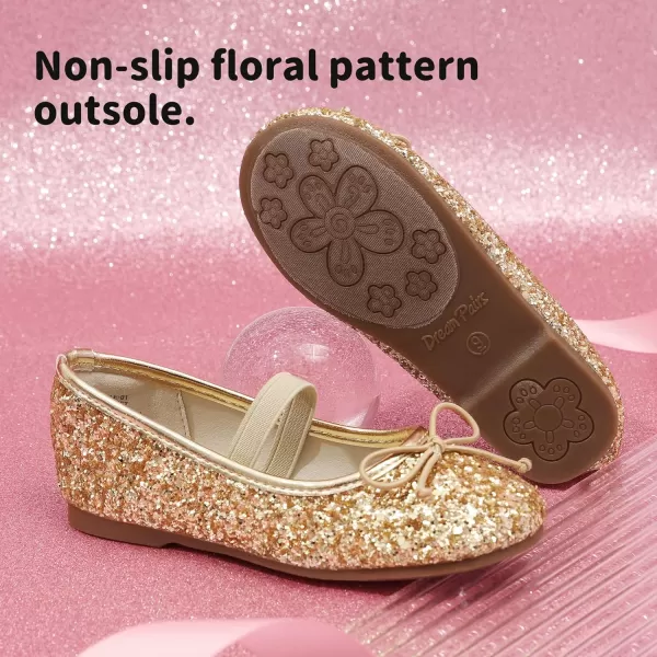 imageDREAM PAIRS Toddler Girls Dress Shoes Party Wedding Flower Girl Ballet FlatsGold