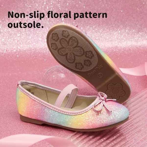 imageDREAM PAIRS Toddler Girls Dress Shoes Party Wedding Flower Girl Ballet FlatsRainbow