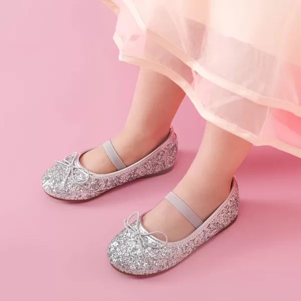imageDREAM PAIRS Toddler Girls Dress Shoes Party Wedding Flower Girl Ballet FlatsSilver