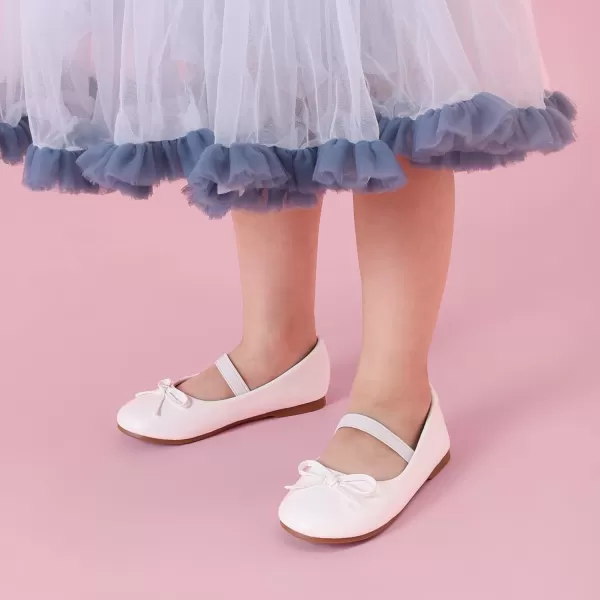 imageDREAM PAIRS Toddler Girls Dress Shoes Party Wedding Flower Girl Ballet FlatsWhitePu