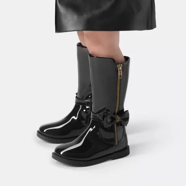 imageDREAM PAIRS Toddler Girls Mid Calf Boots Side Zipper Riding ShoesBlackPat