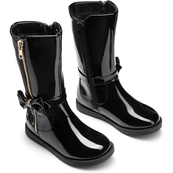 imageDREAM PAIRS Toddler Girls Mid Calf Boots Side Zipper Riding ShoesBlackPat