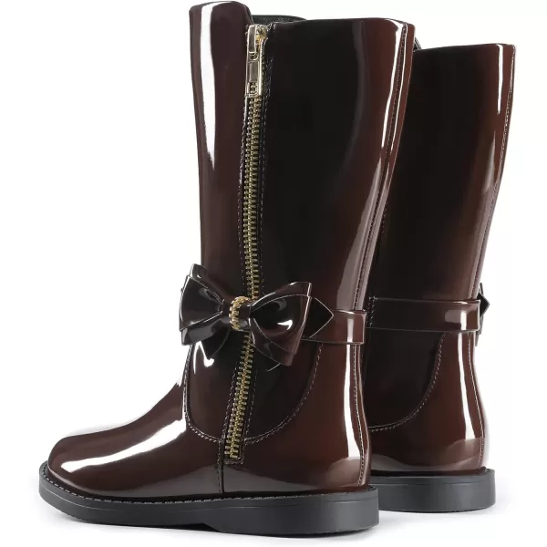 imageDREAM PAIRS Toddler Girls Mid Calf Boots Side Zipper Riding ShoesBrownPat