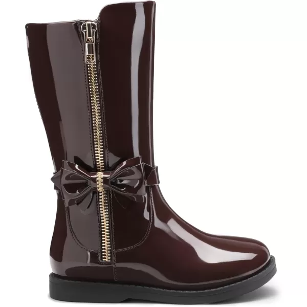 imageDREAM PAIRS Toddler Girls Mid Calf Boots Side Zipper Riding ShoesBrownPat