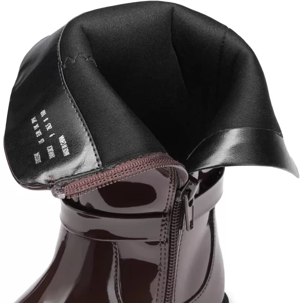 imageDREAM PAIRS Toddler Girls Mid Calf Boots Side Zipper Riding ShoesBrownPat