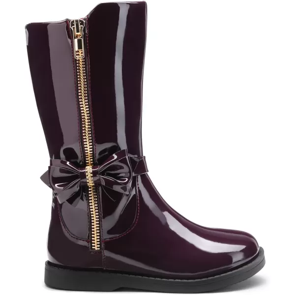 imageDREAM PAIRS Toddler Girls Mid Calf Boots Side Zipper Riding ShoesRed WinePat