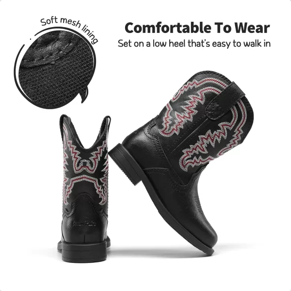 imageDREAM PAIRS Toddler Little Boys Girls Cowboy Boots Kids Western Square Toe Riding Mid Calf BootsBlack