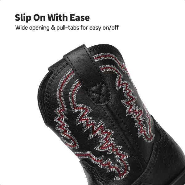 imageDREAM PAIRS Toddler Little Boys Girls Cowboy Boots Kids Western Square Toe Riding Mid Calf BootsBlack