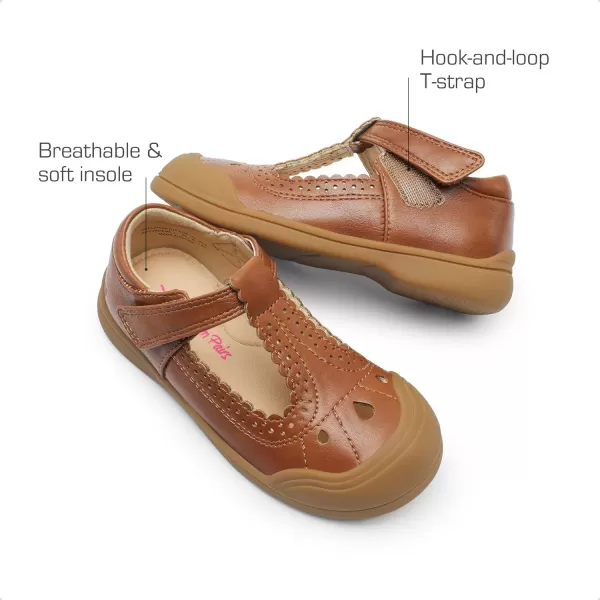 imageDREAM PAIRS Toddler Little Girls Mary Jane School Uniform Dress Shoes TStrap Ballet FlatsBrown