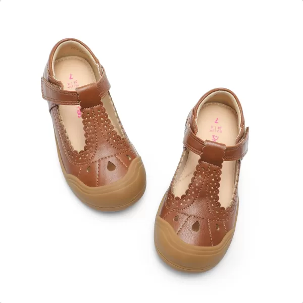 imageDREAM PAIRS Toddler Little Girls Mary Jane School Uniform Dress Shoes TStrap Ballet FlatsBrown