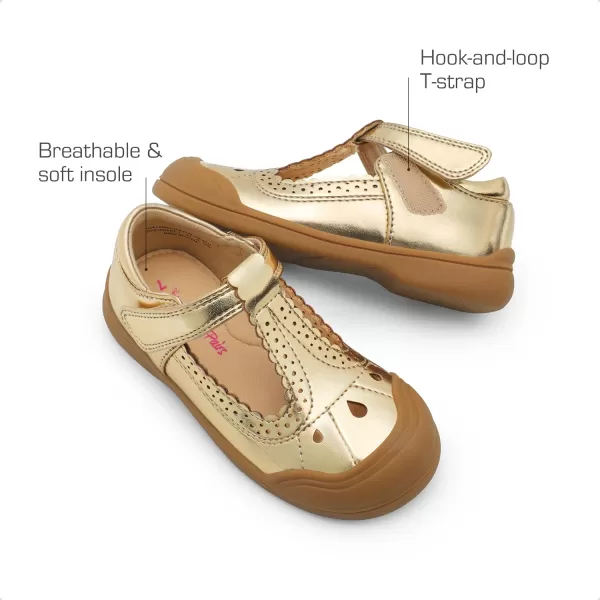 imageDREAM PAIRS Toddler Little Girls Mary Jane School Uniform Dress Shoes TStrap Ballet FlatsGold