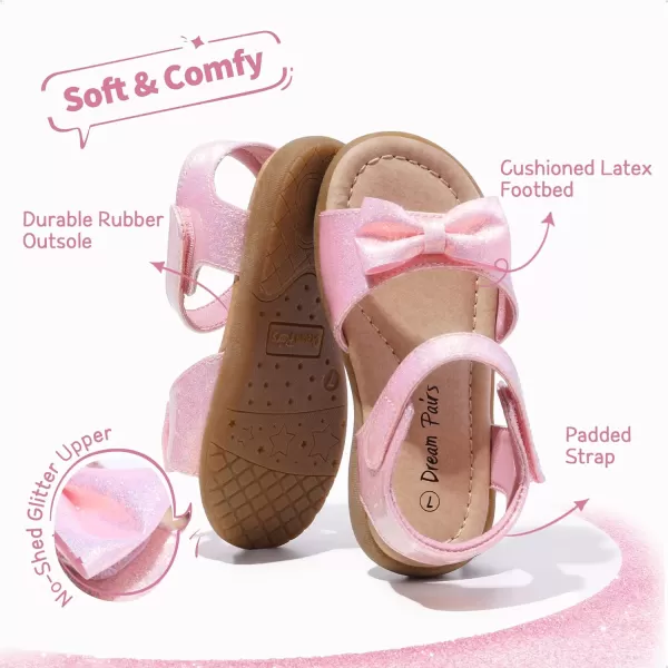 imageDREAM PAIRS ToddlerLittle Kid Girls Sandals Fashion Bow Summer ShoesPinkglitter