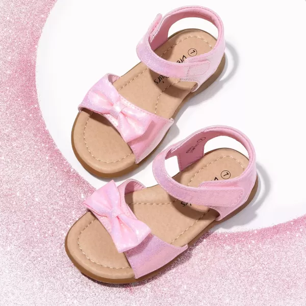 imageDREAM PAIRS ToddlerLittle Kid Girls Sandals Fashion Bow Summer ShoesPinkglitter