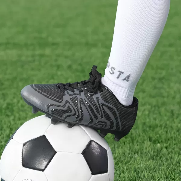imageDREAM PAIRS ToddlerLittle KidBig Kid 160472K Soccer Football Cleats ShoesBlackDarkGreyWhite