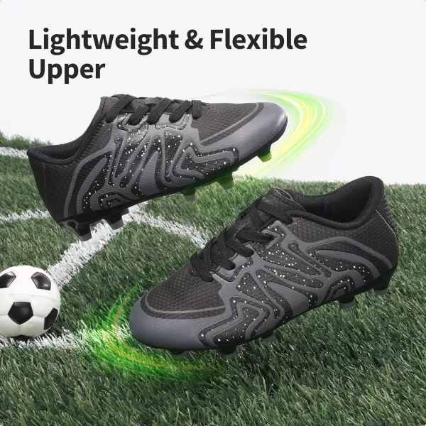 imageDREAM PAIRS ToddlerLittle KidBig Kid 160472K Soccer Football Cleats ShoesBlackDarkGreyWhite