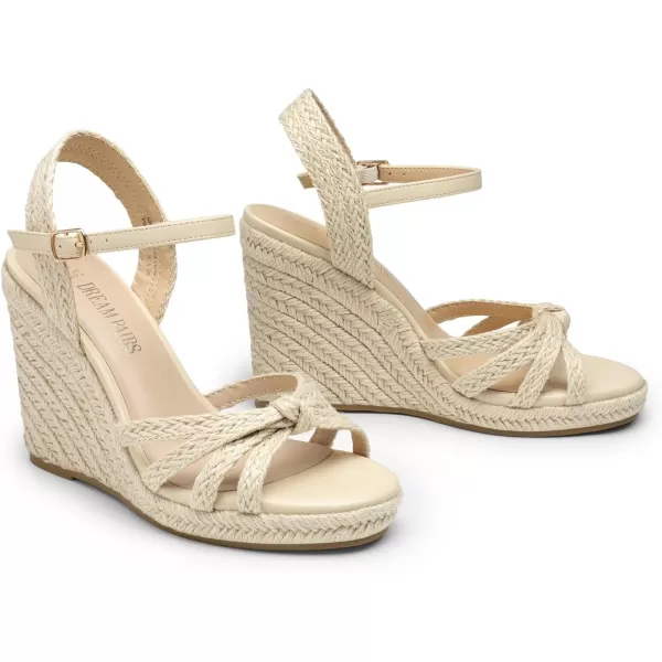 imageDREAM PAIRS Wedge Sandals for Women Dressy Summer Platform Espadrille Strappy Casual Braided Heels Comfortable with Open Toe and Ankle StrapBeigeraffia
