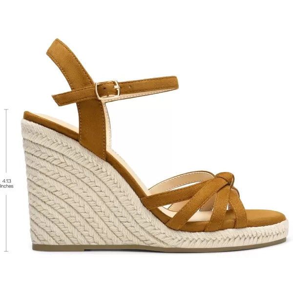 imageDREAM PAIRS Wedge Sandals for Women Dressy Summer Platform Espadrille Strappy Casual Braided Heels Comfortable with Open Toe and Ankle StrapBrownsuede