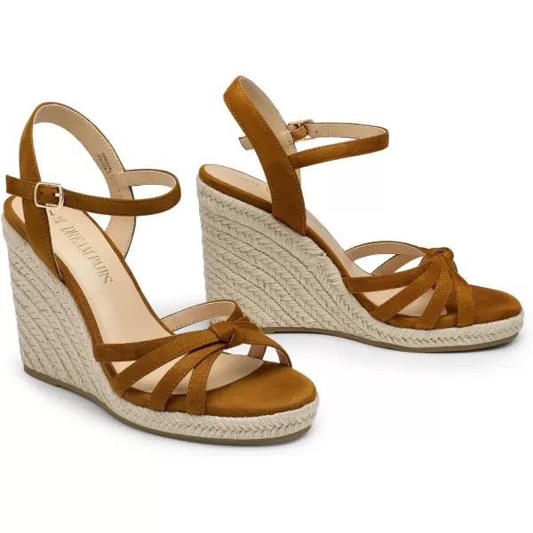 imageDREAM PAIRS Wedge Sandals for Women Dressy Summer Platform Espadrille Strappy Casual Braided Heels Comfortable with Open Toe and Ankle StrapBrownsuede