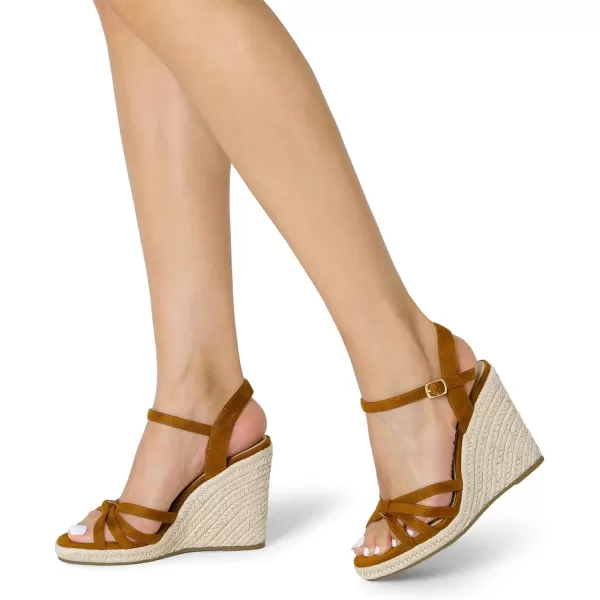 imageDREAM PAIRS Wedge Sandals for Women Dressy Summer Platform Espadrille Strappy Casual Braided Heels Comfortable with Open Toe and Ankle StrapBrownsuede