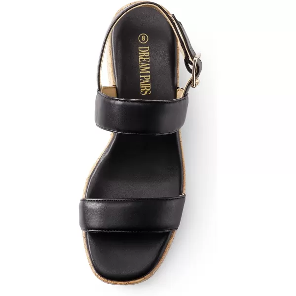 imageDREAM PAIRS Women Comfy Wedge Sandals Open Toe Dressy Casual Buckle Ankle Strap Raffia Platform Sandals for Summer TravelBlackpu