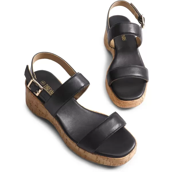 imageDREAM PAIRS Women Comfy Wedge Sandals Open Toe Dressy Casual Buckle Ankle Strap Raffia Platform Sandals for Summer TravelBlackpu