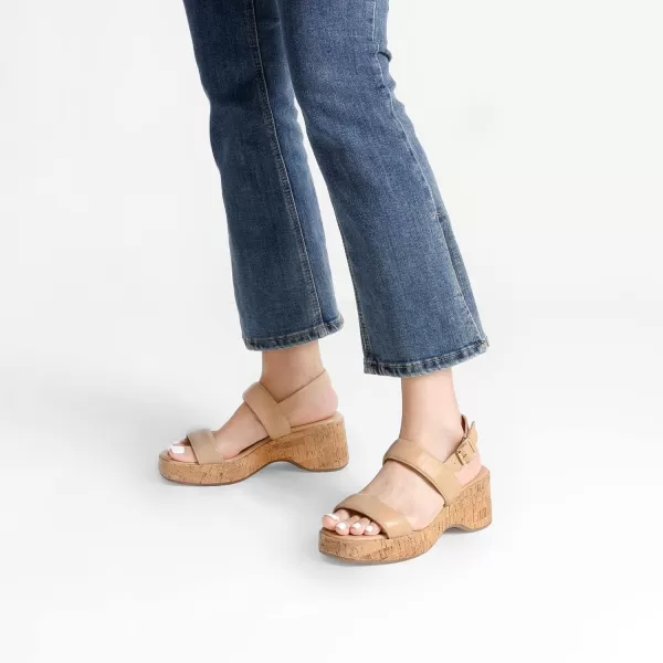 imageDREAM PAIRS Women Comfy Wedge Sandals Open Toe Dressy Casual Buckle Ankle Strap Raffia Platform Sandals for Summer TravelNudepu