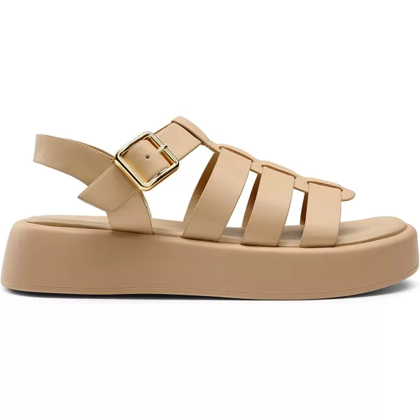imageDREAM PAIRS Women Fisherman Platform Sandals Strappy Low Y2K Gladiator Sandals Soft Cushion Buckle Comfort Flatform SandalsNude